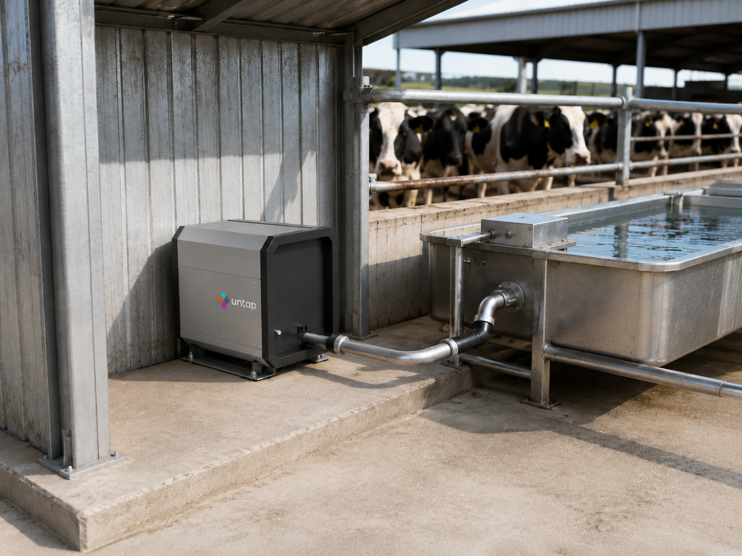 Untap monitoring unit at a dairy farm